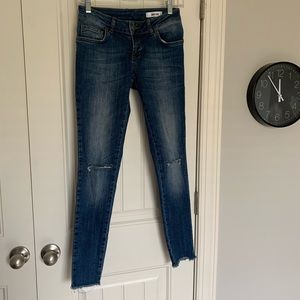 Anine Bing Denim Cropped Ripped Jeans